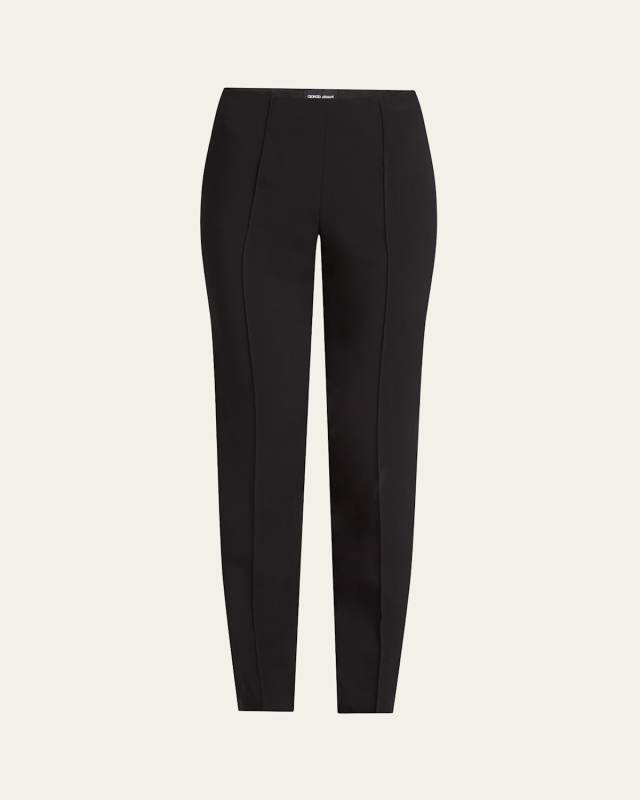 Pintuck Slim-Leg Cady Trousers